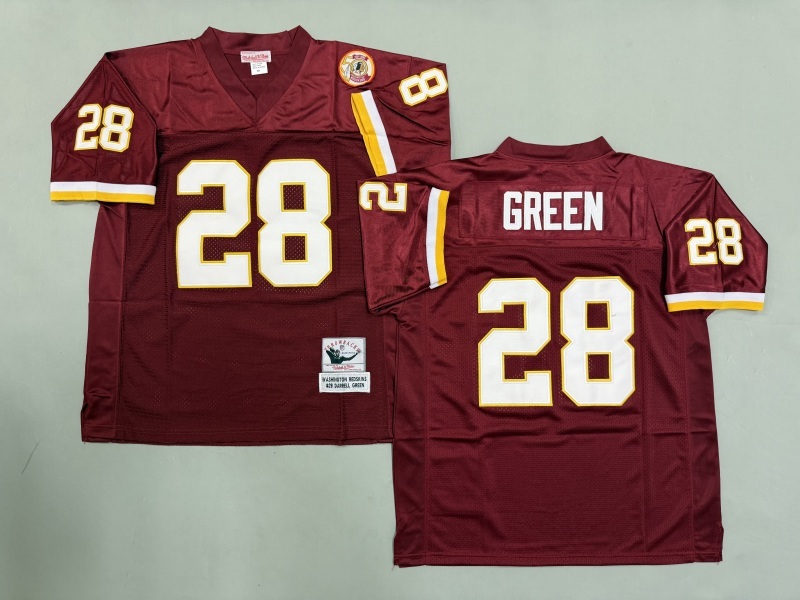 Men 2025 Washington Redskins #28 Green red Throwback Limited NFL Jersey style 001->washington redskins->NFL Jersey